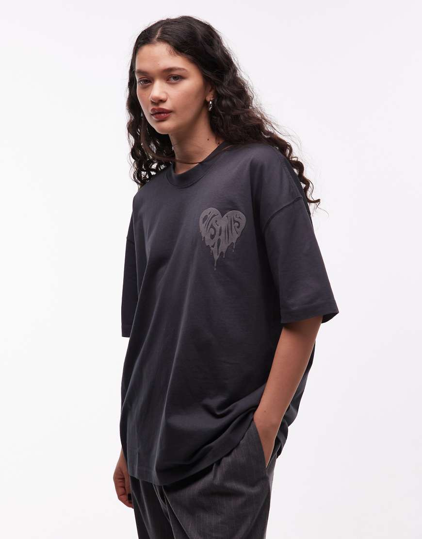 AllSaints - Trip - T-Shirt in Grau mit Logoprint-Schwarz von AllSaints
