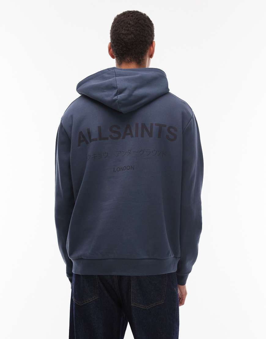 AllSaints - Underground - Kapuzenpullover in Mondsteinblau von AllSaints