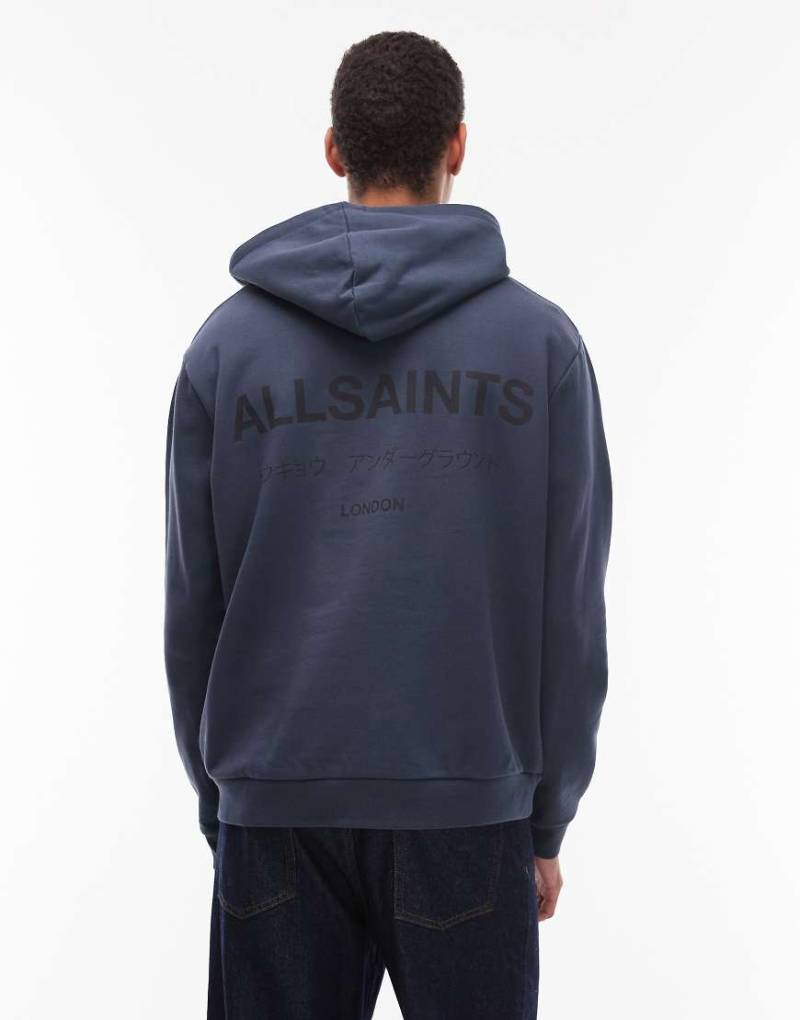 AllSaints - Underground - Kapuzenpullover in Mondsteinblau von AllSaints