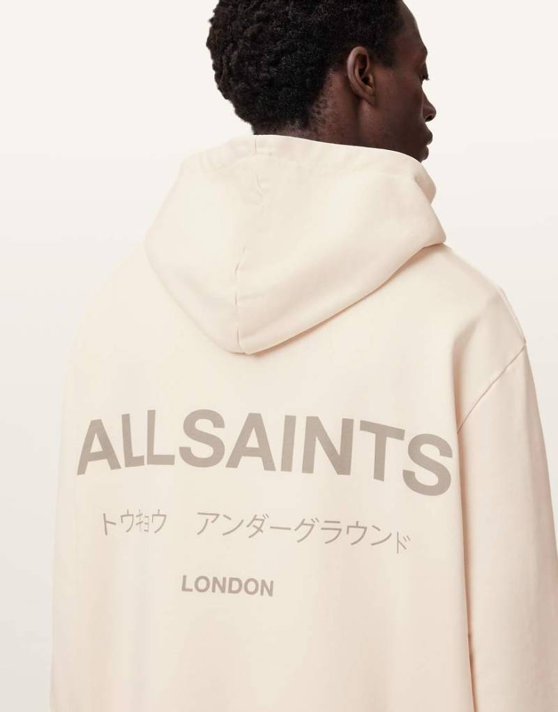 AllSaints - Underground Oth - Kapuzenpullover in Sandweiß von AllSaints