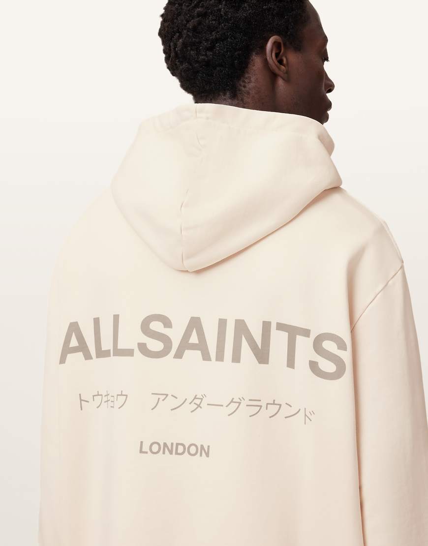 AllSaints - Underground Oth - Kapuzenpullover in Sandweiß von AllSaints