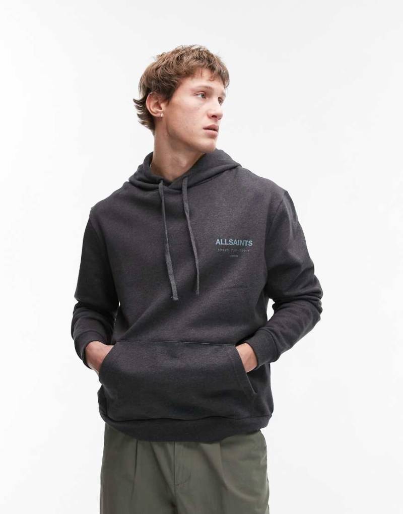 AllSaints - Underground Oth - Kapuzenpullover in meliertem Dunkelgrau von AllSaints