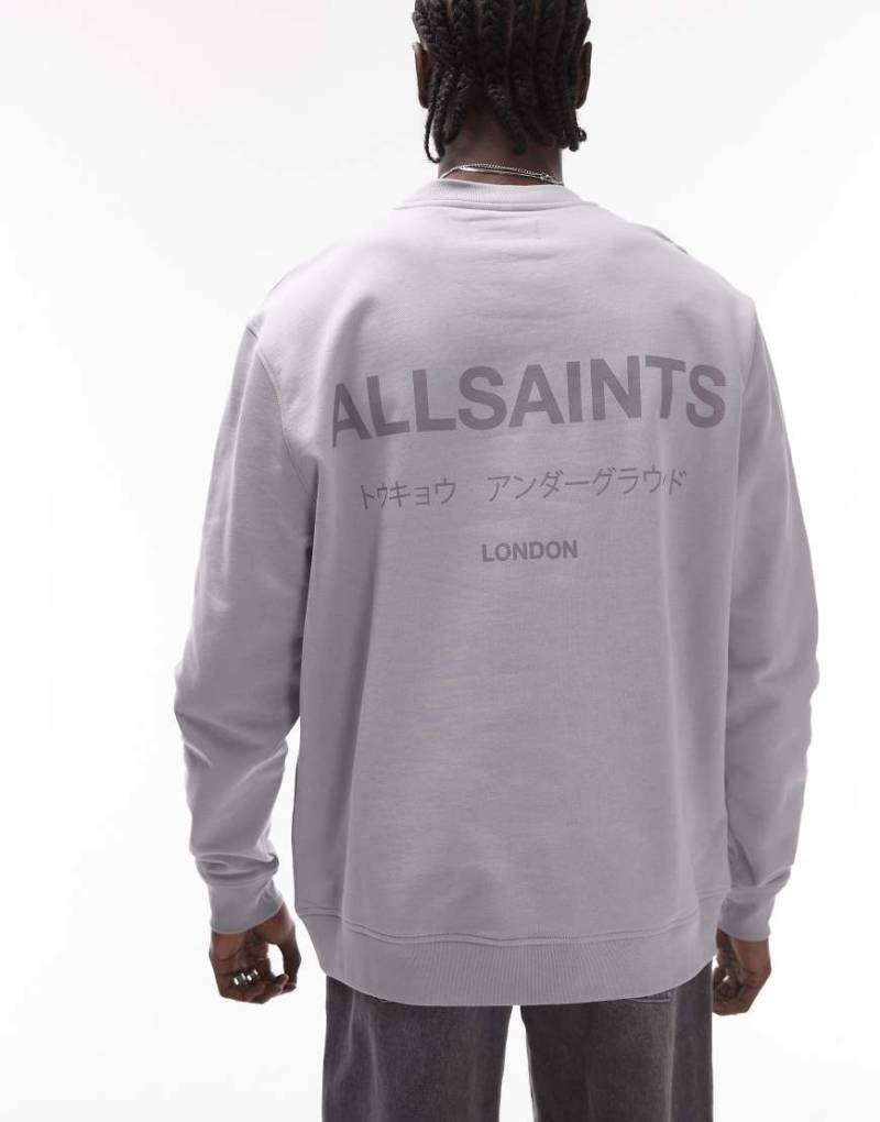 AllSaints - Underground - Oversize-Sweatshirt in Maschinengrau-Schwarz von AllSaints