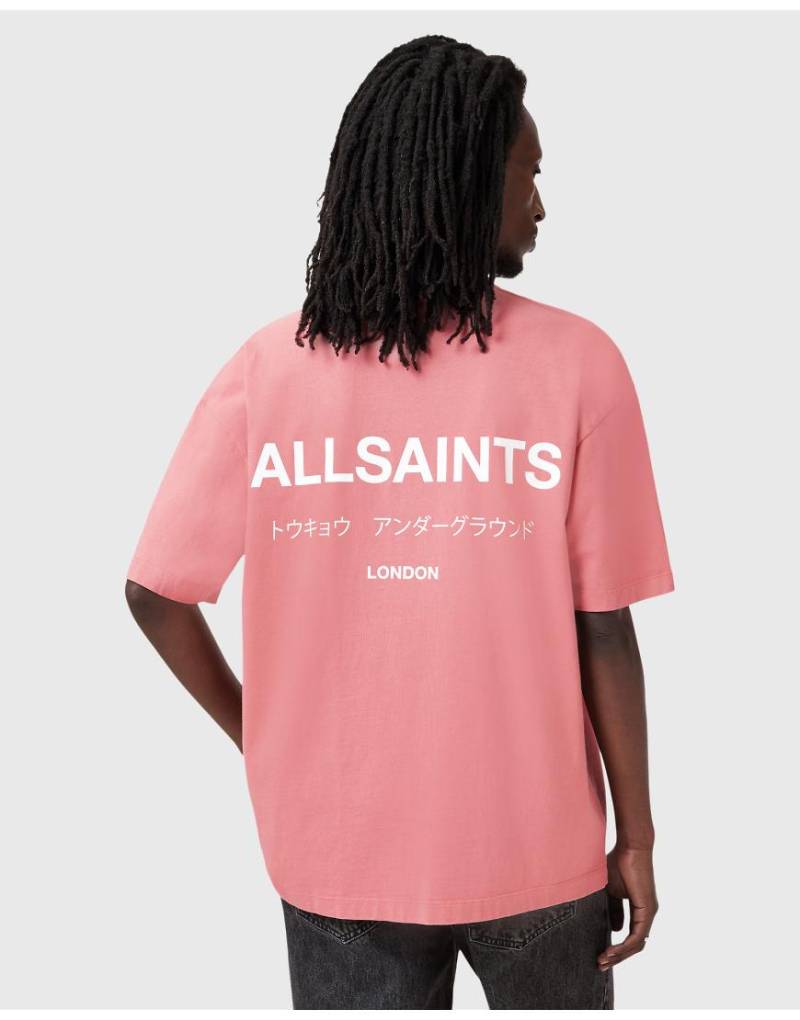 AllSaints - Underground - Oversize-T-Shirt in Amararosa-Schwarz von AllSaints