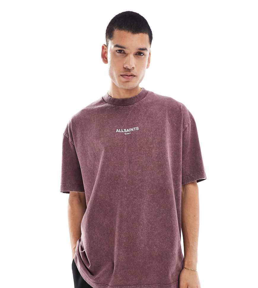 AllSaints - Underground - Oversize-T-Shirt in lila Stone-Waschung, exklusiv bei ASOS von AllSaints