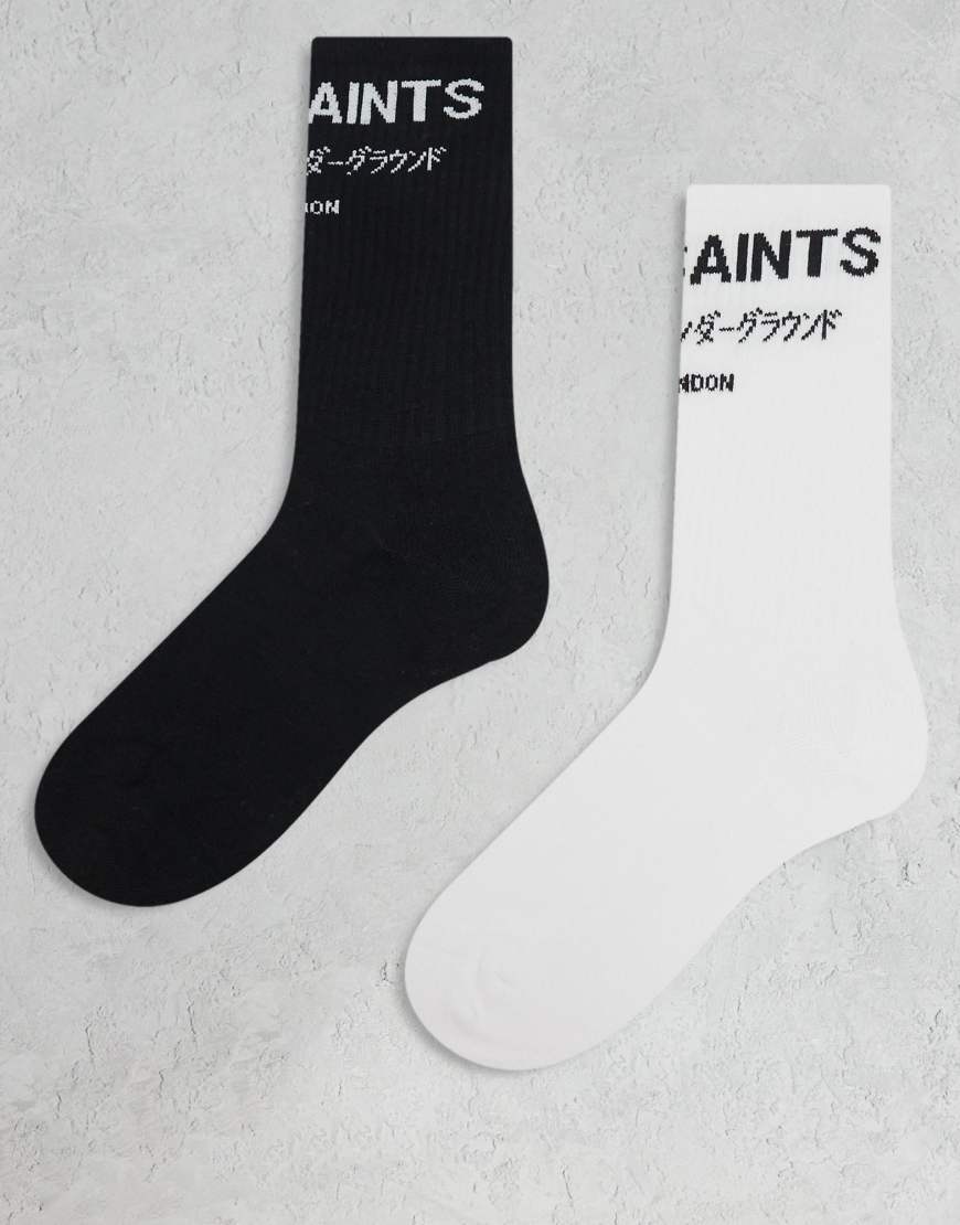 AllSaints - Underground - Socken in Weiß und Schwarz von AllSaints