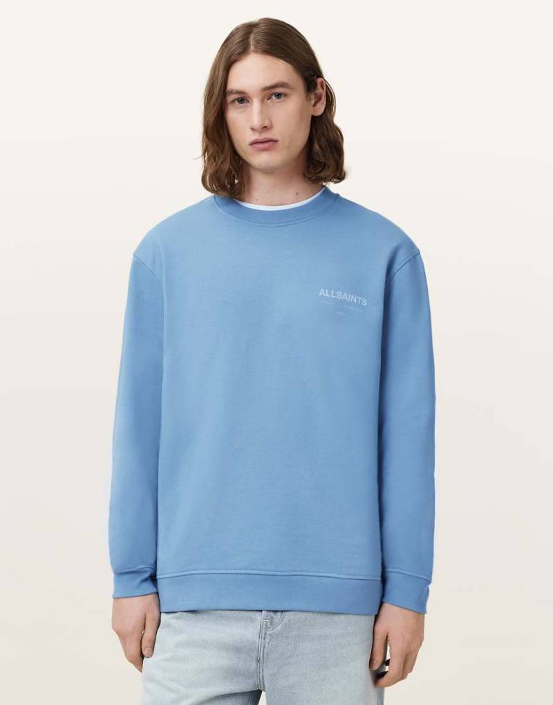 AllSaints - Underground - Sweatshirt in Bondi-Blau mit Rundhalsausschnitt von AllSaints