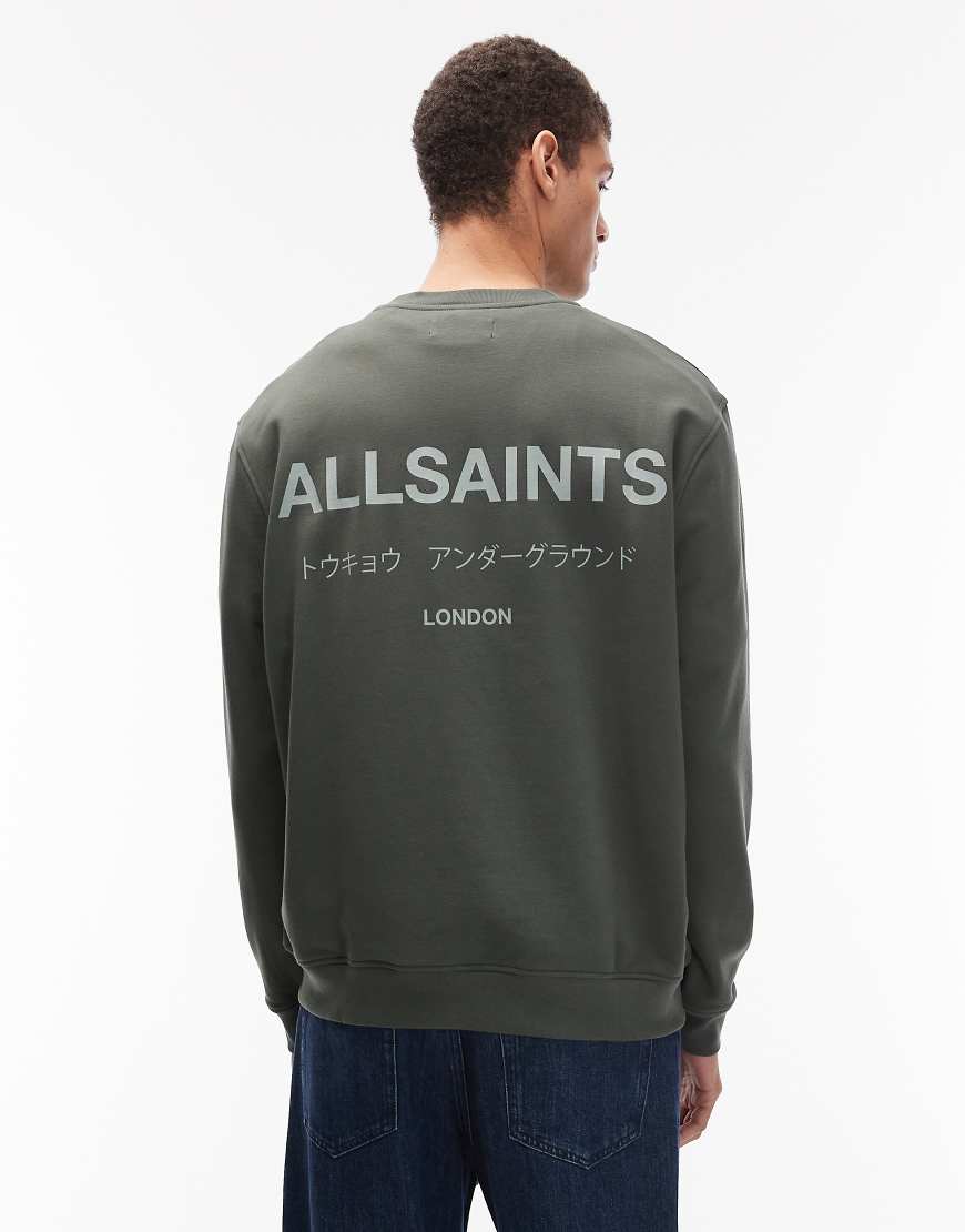 AllSaints - Underground - Sweatshirt in Khaki mit Rundhalsausschnitt-Grün von AllSaints