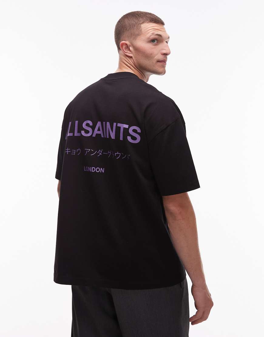AllSaints - Underground - T-Shirt in Schwarz & Lila von AllSaints