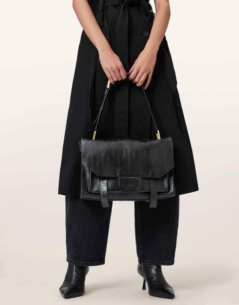 AllSaints - Ursa - Eel-Umhängetasche in Schwarz von AllSaints