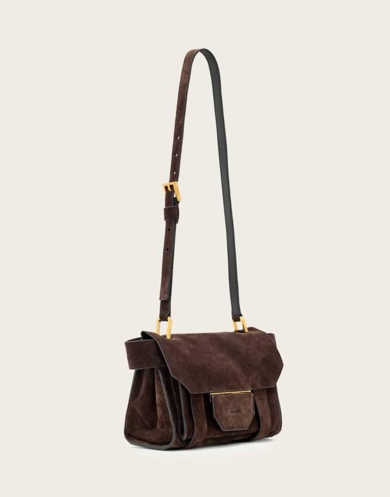 AllSaints - Ursa - Mini-Umhängetasche aus Wildleder in Bitterbraun-Brown von AllSaints