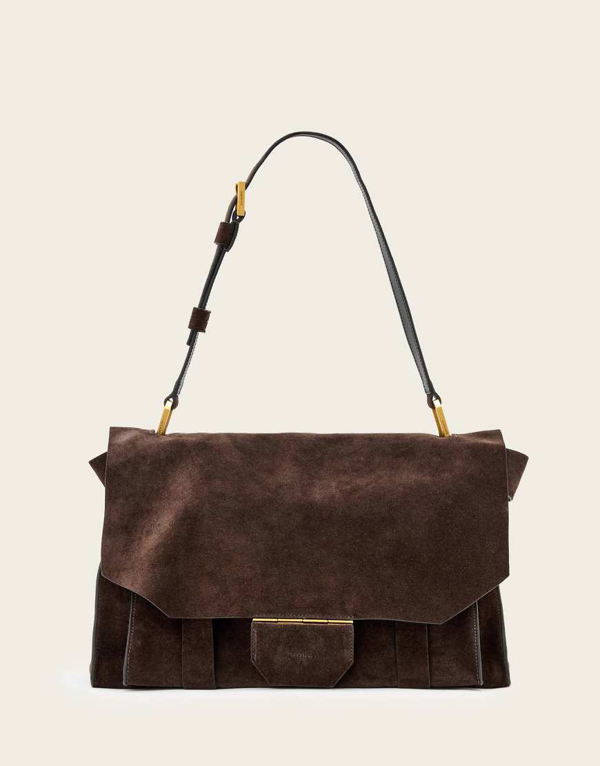 AllSaints - Ursa - Umhängetasche aus Wildleder in Braun-Brown von AllSaints