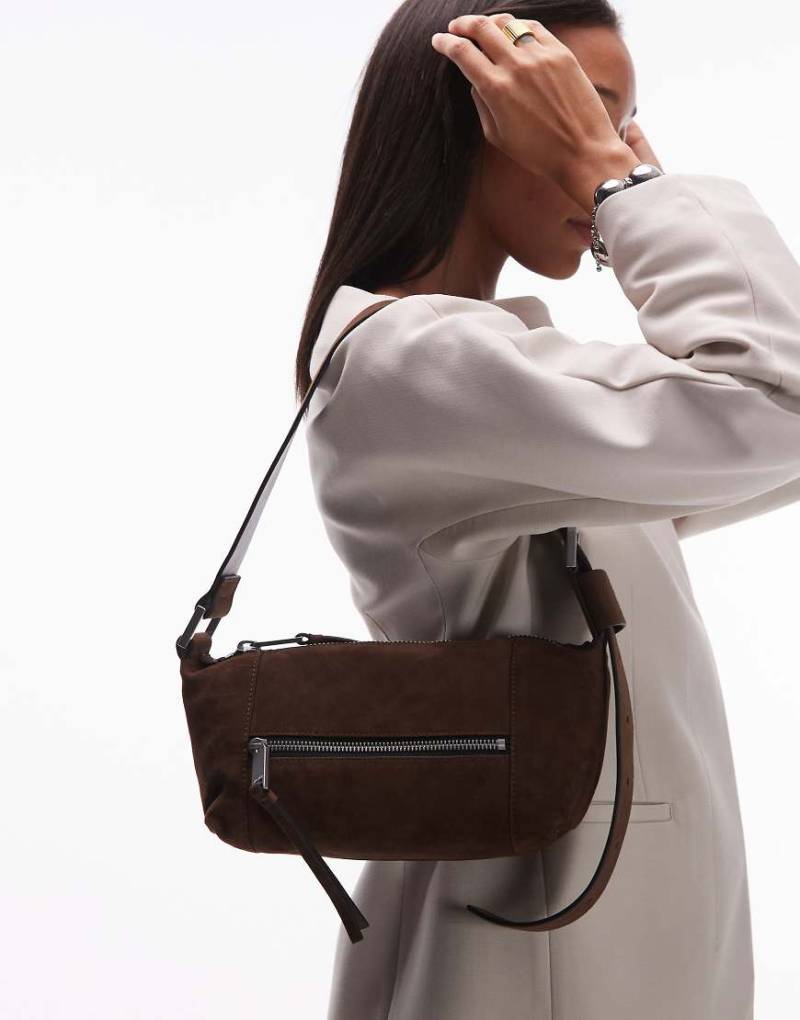 AllSaints - Vega - Mini-Schultertasche aus Leder in Braun-Brown AllSaints - Vega - Mini-Schultertasche aus Leder in Braun-Brown von AllSaints