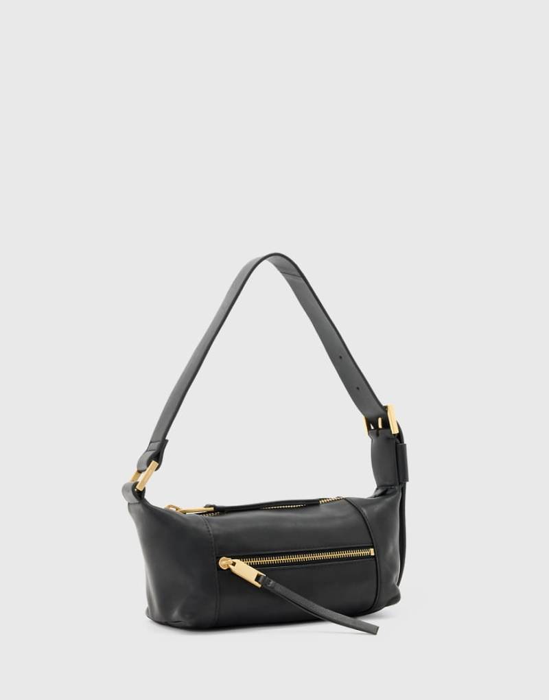 AllSaints - Vega - Mini-Schultertasche aus Leder in Schwarz-Rot AllSaints - Vega - Mini-Schultertasche aus Leder in Schwarz-Rot von AllSaints