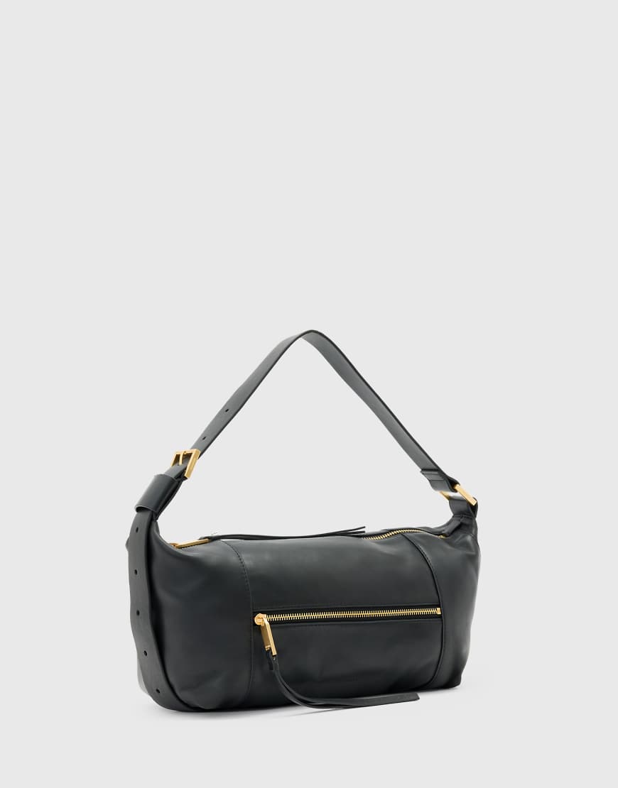 AllSaints - Vega - Schultertasche aus Leder in Schwarz von AllSaints