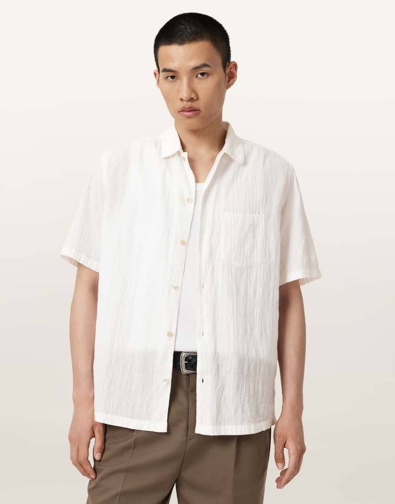 AllSaints - Walton - Kurzärmliges Hemd in Wollweiß von AllSaints