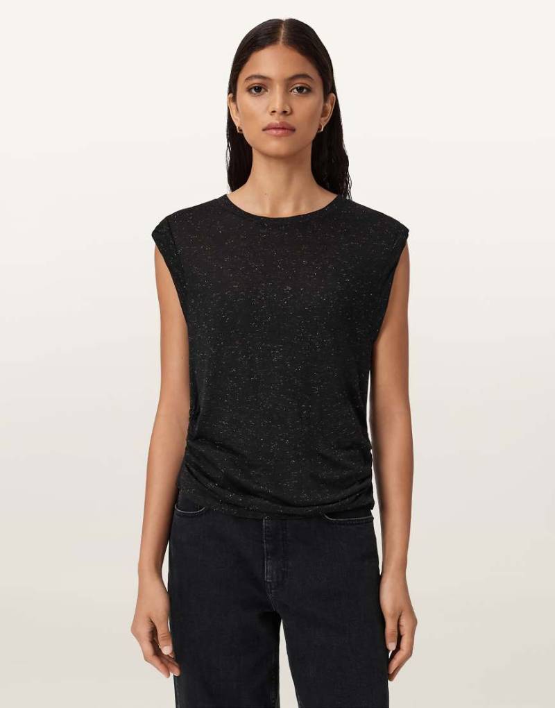 AllSaints - West - Schimmerndes Tanktop in Schwarz von AllSaints