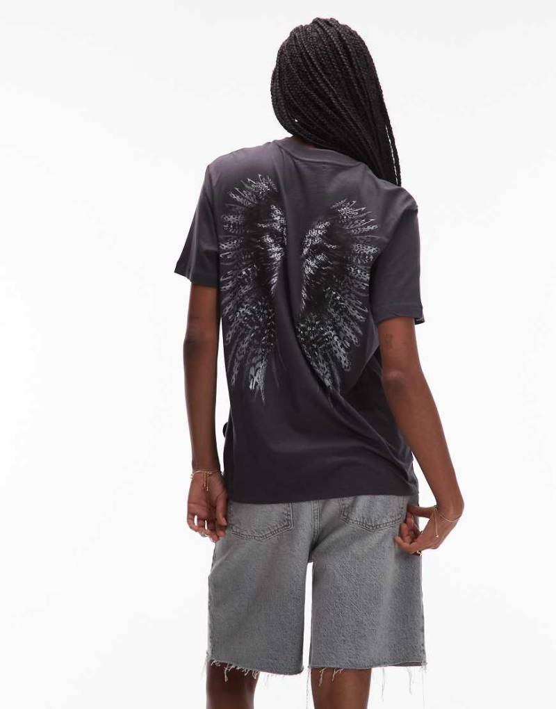 AllSaints - Wings - T-Shirt in verwaschenem Schwarz von AllSaints