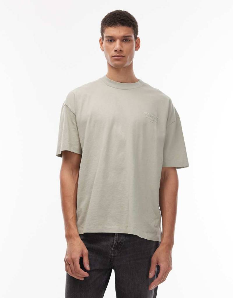 AllSaints - Xander - Beflocktes T-Shirt in Hellgrün von AllSaints