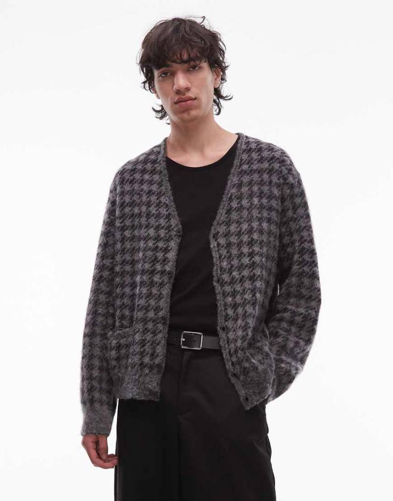 AllSaints - Zain - Strickjacke in Grau kariert von AllSaints