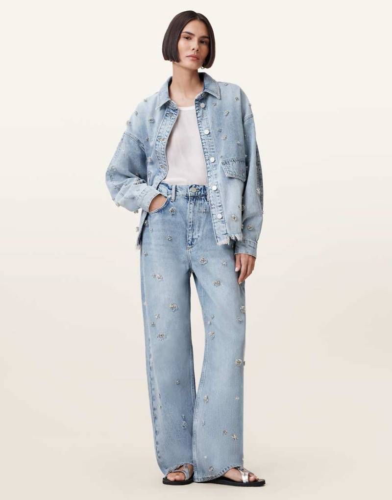 Allsaints - Blake - Verzierte Jeans in hellem Indigoblau von AllSaints