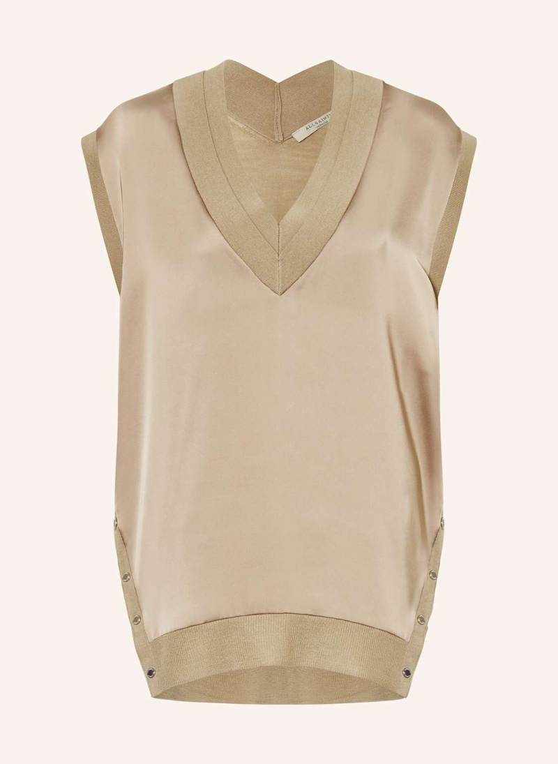Allsaints Blusentop Bern Im Materialmix grau von AllSaints