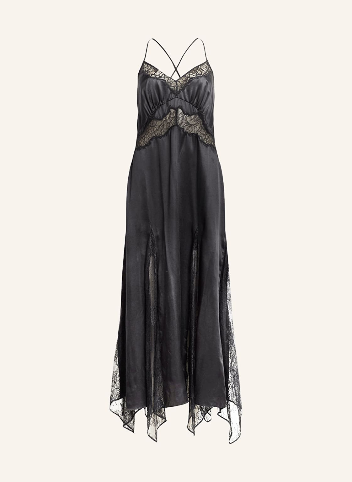 Allsaints Satinkleid Jasmine Mit Seide Und Spitze schwarz von AllSaints