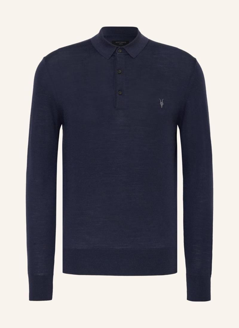 Allsaints Strick-Poloshirt Mode Aus Merinowolle blau von AllSaints