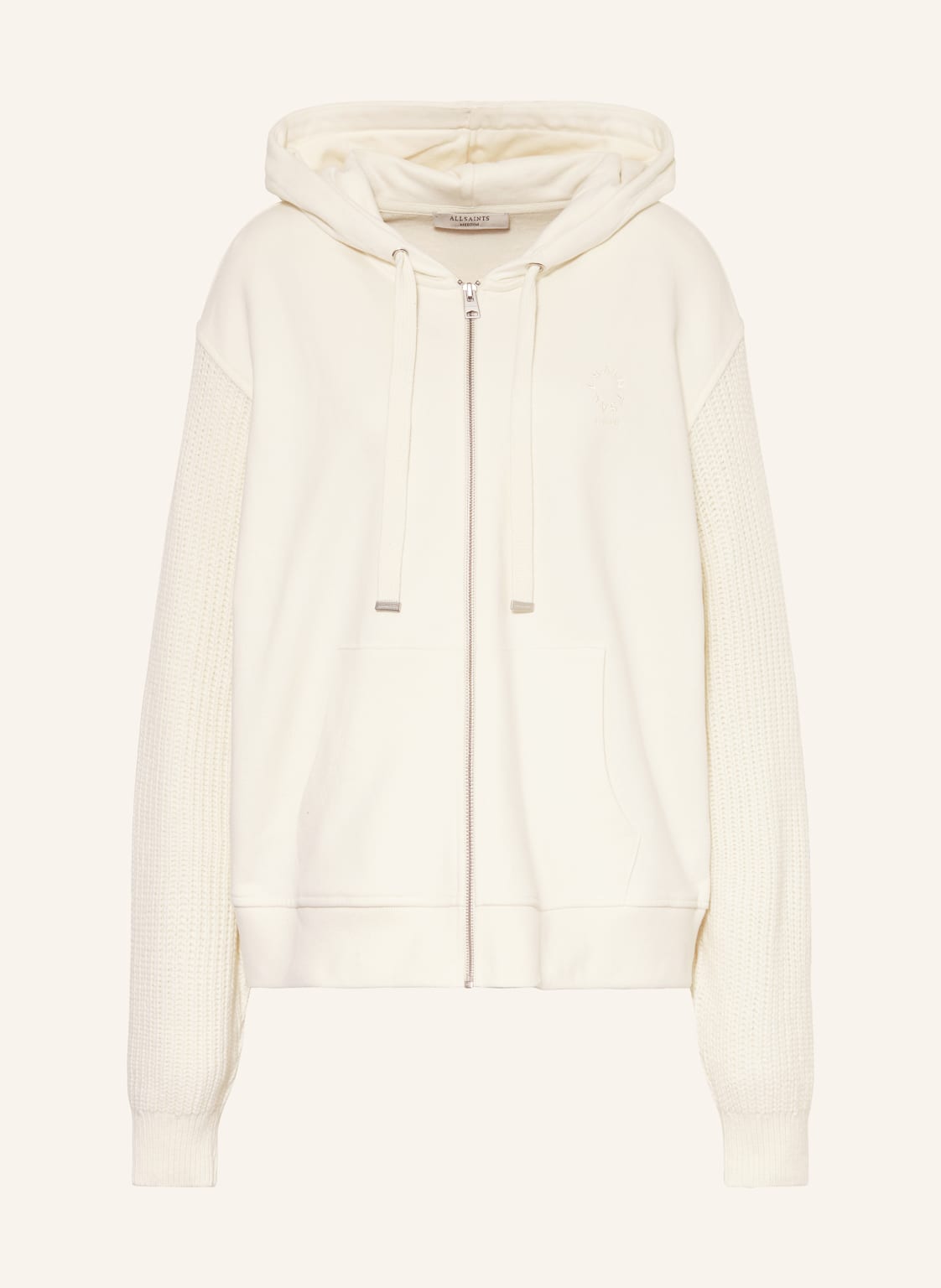 Allsaints Sweatjacke Amphie Im Materialmix weiss Allsaints Sweatjacke Amphie Im Materialmix weiss von AllSaints