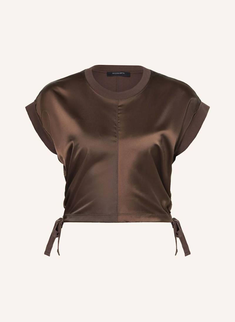Allsaints T-Shirt Mira Im Materialmix braun von AllSaints