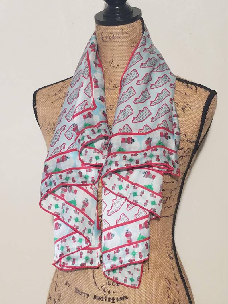 Candace Whittemore Lovely Seidenschal Rot Aqua Halstuch von AllScarvedUp