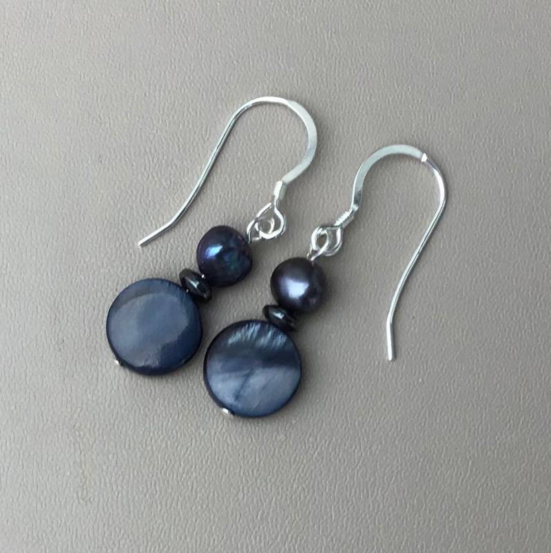 Süßwasserperlen, Abalone Und Hämatit Ohrringe von AllThatGlistersGifts