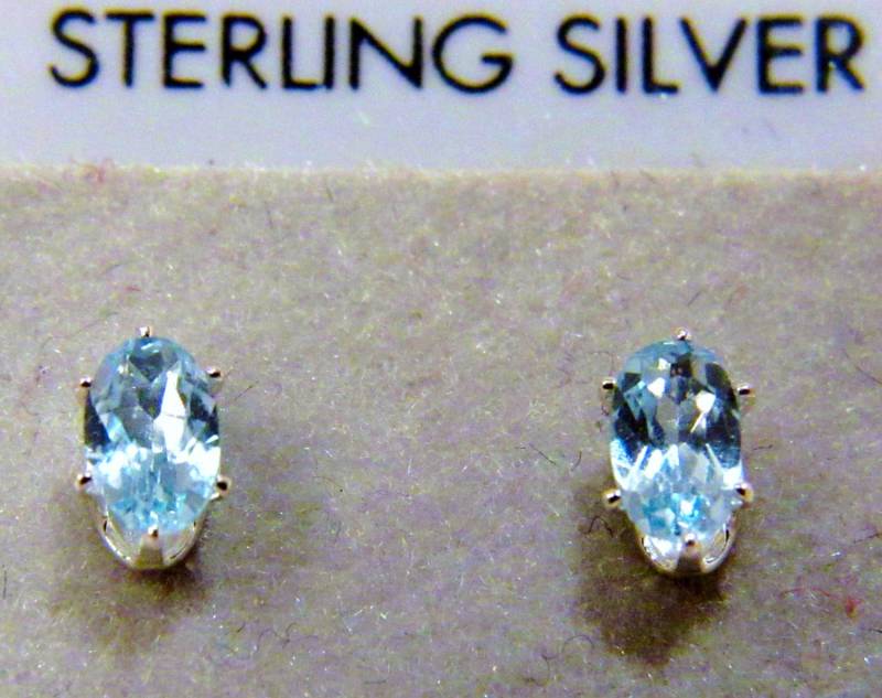 Blaue Topas Sterling Silber Ohrringe, Aaa 3x5mm Dezember Geburtsstein, Geburtsstein Schmuck, Geschenke Für Frauen, Weihnachtsgeschenk von AllThatJazzJewelryCG