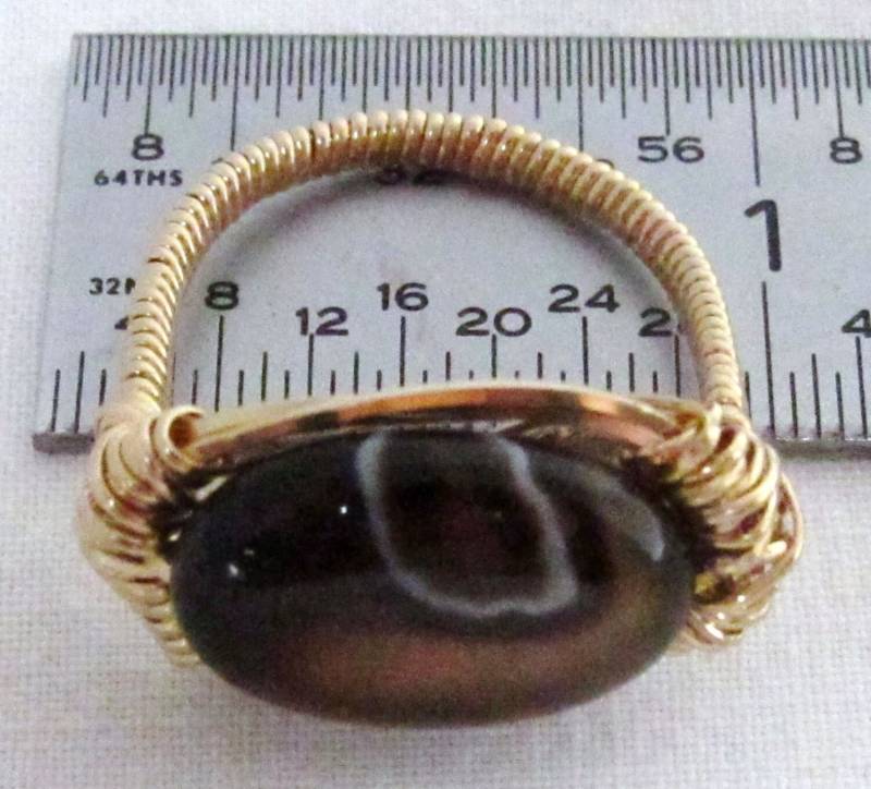 Crazy Lace Achat, 14K Gold Filled Ring Mit Naturbelassener, Gebohrter Achat Gr. 7 1/2 von AllThatJazzJewelryCG