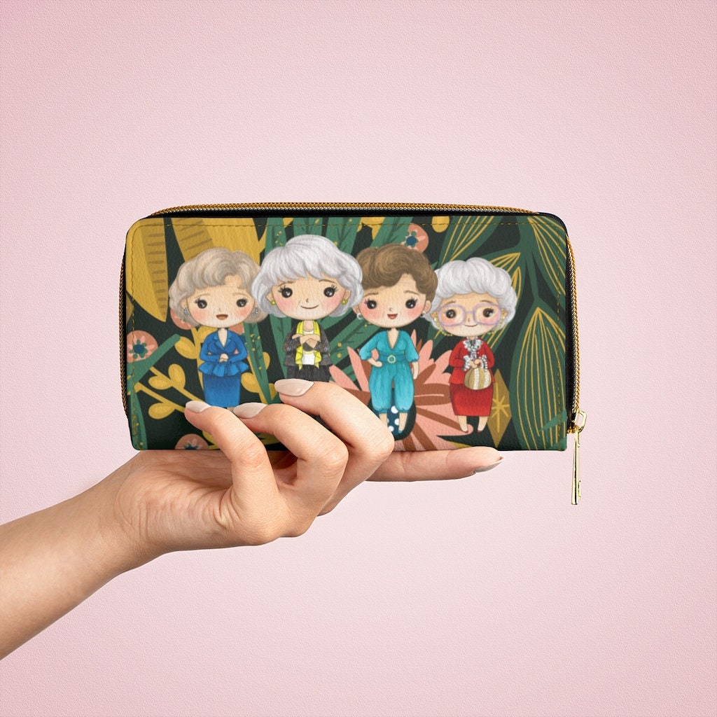 Golden Girls Flower Power Vegan Leder Reißverschluss Portemonnaie | Handtasche Accessoires Miami 80Er Retro Dorothy Sofia Rose Blanche Kupplung von AllThingsGoldenStore