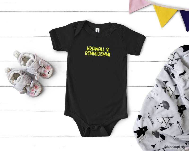 Bügelbild Klein "Krawall & Remmidemmi"/Flock Weiß, Neon Blau, Gelb, Pink Diy Patch von AllThingsNiceUlm