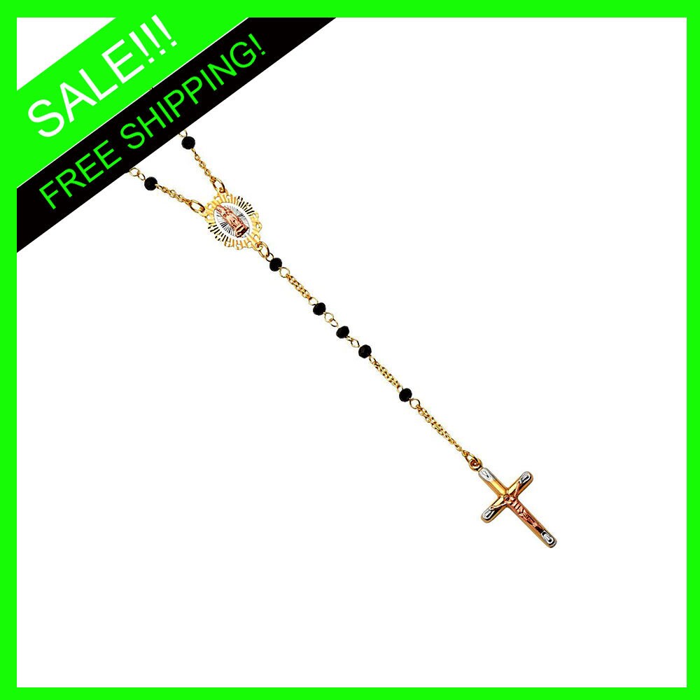 Rosenkranz Edelstein Halskette in 14K Tri-Color Gold von AllaboutsparklesUS