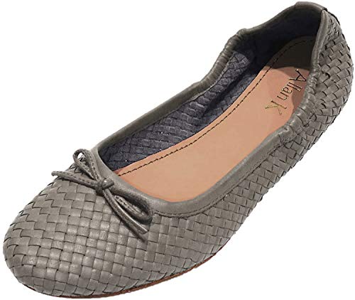 Allan K Capri Flecht-Leder-Schuhe Geschlossene Ballerinas: Größe: 40 | Farbe: Antik Silver von Allan K