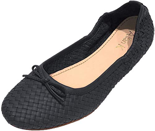Allan K Capri Flecht-Leder-Schuhe Geschlossene Ballerinas: Größe: 38 | Farbe: Midnight Blue von Allan K