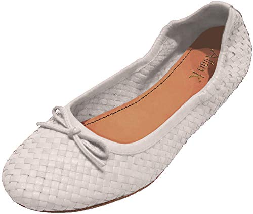 Allan K Capri Flecht-Leder-Schuhe Geschlossene Ballerinas: Größe: 40 | Farbe: White von Allan K