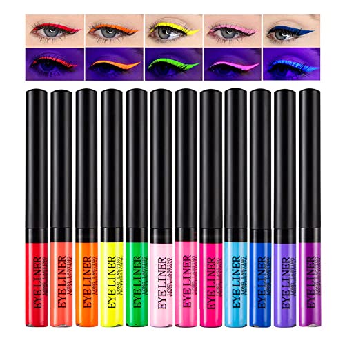 Allbesta 12 Farben Bunt Liquid Eyeliner Set Matte Wasserfest Make Up Set Eyeliner Pen Rainbow High Precise Liner (12pcs-B) von Allbesta