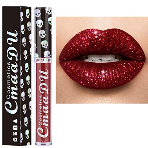 Allbesta 8 Farben Diamond Glitter Shimmer Lip Gloss Skull Liquid Lippenstift Metallic Matte Glossy Langlebig Make-up von Allbestaye