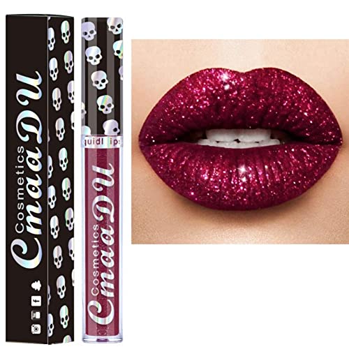 Allbesta 8 Farben Diamond Glitter Shimmer Lip Gloss Skull Liquid Lippenstift Metallic Matte Glossy Langlebig Make-up von Allbestaye