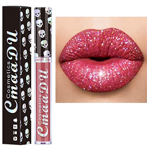 Allbesta 8 Farben Diamond Glitter Shimmer Lip Gloss Skull Liquid Lippenstift Metallic Matte Glossy Langlebig Make-up von Allbesta