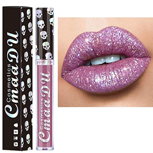 Allbesta 8 Farben Diamond Glitter Shimmer Lip Gloss Skull Liquid Lippenstift Metallic Matte Glossy Langlebig Make-up von Allbesta
