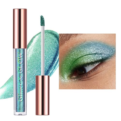 Allbestaye Glitter Flüssiger Lidschatten, Lang anhaltender glänzender, schimmernder flüssiger Lidschatten, Mehrfarbiger Shifter Wasserdichtes Metallic-Pigment-Make-up von Allbestaye