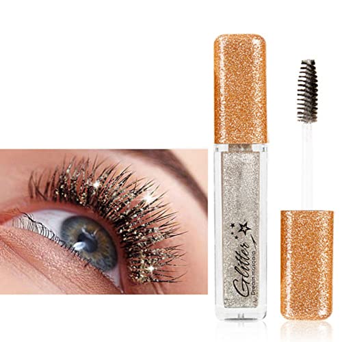 Allbestaye Bunt Mascara, Glitter Wimperntusche, Augen Make-up Extra Long Lash Verlängerung & Volumen Eyelash Mascara Wasserdicht Langlebig Natürlich Grün Schwarz Blau Weiß Mascara (Silver) von Allbestaye