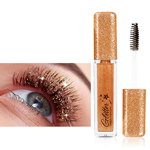 Allbestaye Bunt Mascara, Glitter Wimperntusche, Augen Make-up Extra Long Lash Verlängerung & Volumen Eyelash Mascara Wasserdicht Langlebig Natürlich Grün Schwarz Blau Weiß Mascara (Gold) von Allbestaye