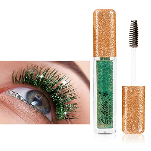 Allbestaye Bunt Mascara, Glitter Wimperntusche, Augen Make-up Extra Long Lash Verlängerung & Volumen Eyelash Mascara Wasserdicht Langlebig Natürlich Grün Schwarz Blau Weiß Mascara (Green) von Allbestaye