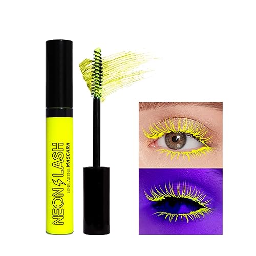 Allbestaye Bunt Wimperntusche Neon Mascara, Wasserfest Feiner Pinsel gelb grün blau orange rosa lila Wimpern Long-lasting, Augen Make-up Extra Long Lash Verlängerung & Volumen Eyelash Mascara (Gelb) von Allbestaye